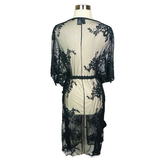 Windsor Black Floral Lace Duster Cardigan - Size Large - Picture 3 of 4